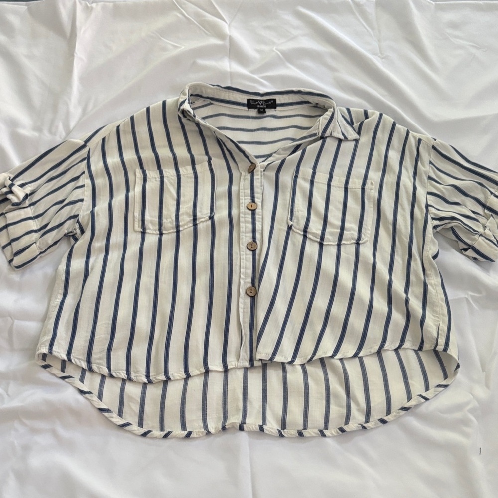 Velvet Heart Navy and White Striped Blouse